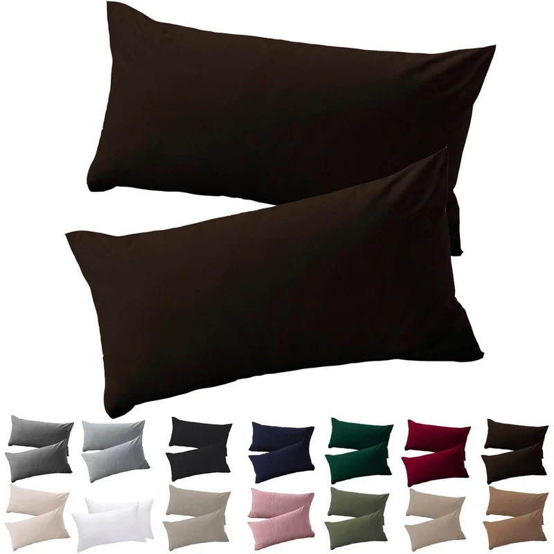 2er Set Kissenbezüge 40x60 cm Braun Mikrofaser mit Reißverschluss