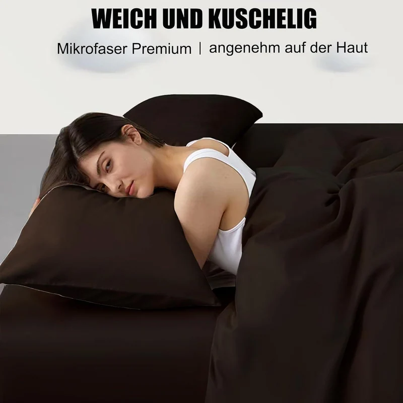 2er Set Kissenbezüge 40x60 cm Braun Mikrofaser mit Reißverschluss