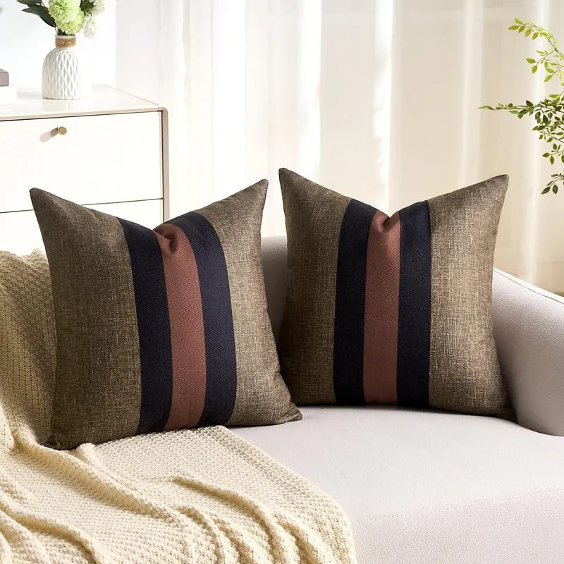 Braun gestreifte Kissenbezüge 40x40 cm - 2er Set
