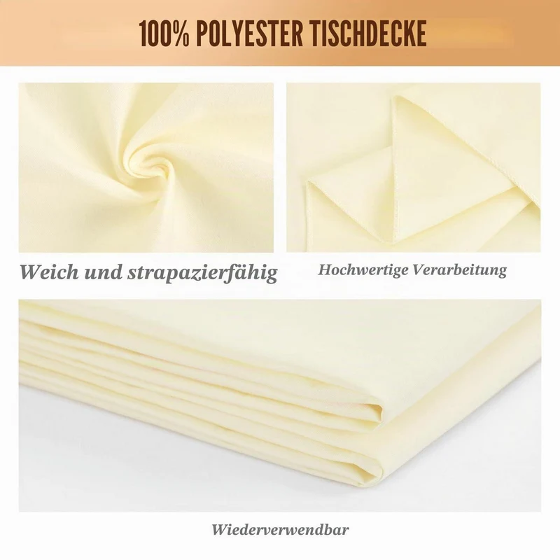 10x Beige Tischdecke Rechteckig 240cm - Fleckenabweisend & Abwaschbar