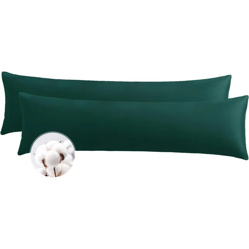 Seitenschläferkissen Bezug 40x145 Baumwolle 2er Set Dunkelgrün