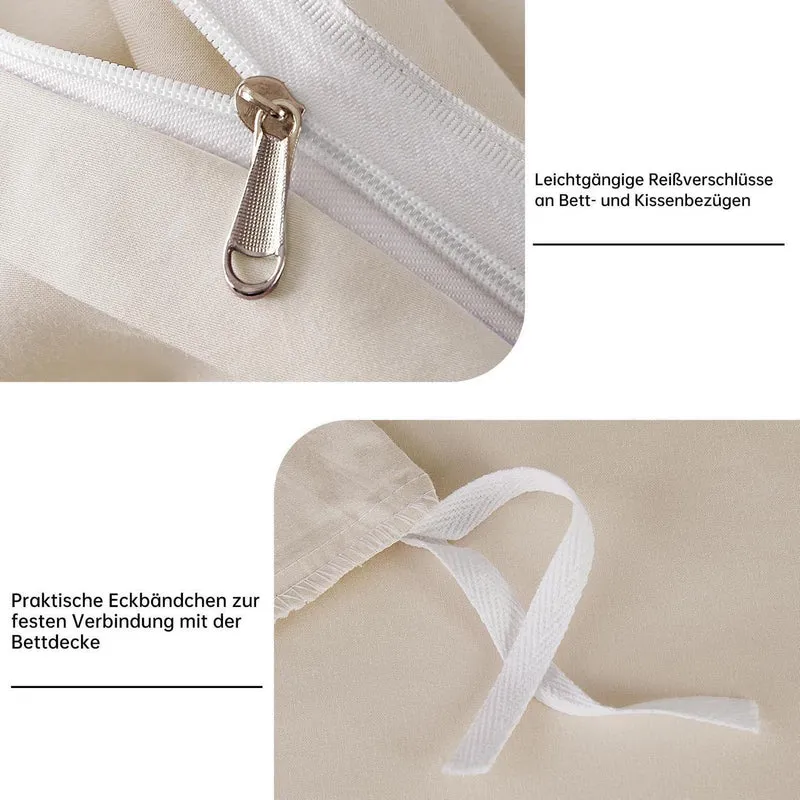 Satin Bettwäsche Set 220x240 cm Beige Baumwolle