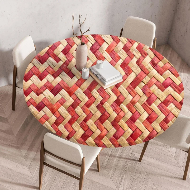 Runde Tischdecke elastisch, abwaschbar, rot, 80 cm