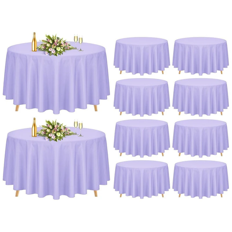 10er-Pack Runde Tischdecken Lila 228,6 cm – Flecken- & Knitterfrei