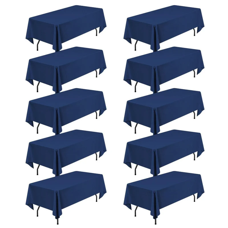 10er-Pack Marineblaue Tischdecken 60x126 Zoll – Rechteckig & Waschbar
