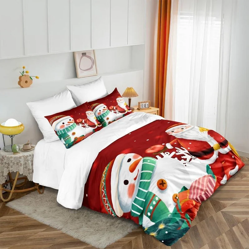 Weihnachts Bettwäsche Set 135x200 Rot Weiß 3D – 2-teilig