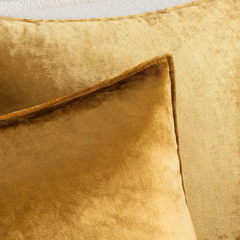 Samt Kissenbezug 40x40 cm Champagner Golden - 2er Set