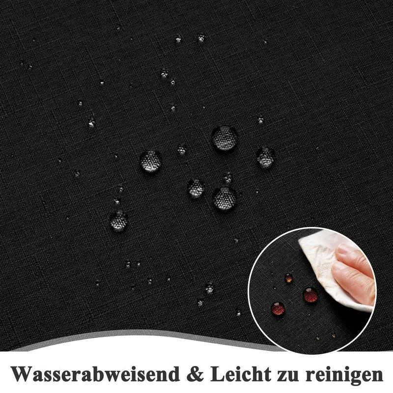 Runde Tischdecke Schwarz Leinenoptik Ø100cm Wasserabweisend