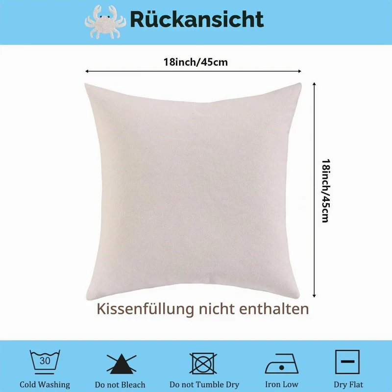 2x Kissenbezug Strand Krabbe Tufting 45x45 cm Sommerdeko