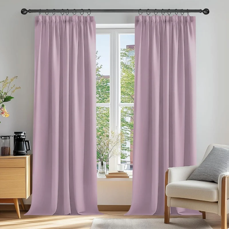 Blickdichte Vorhänge Verdunkelung 240x140cm Hellpink 2er Set