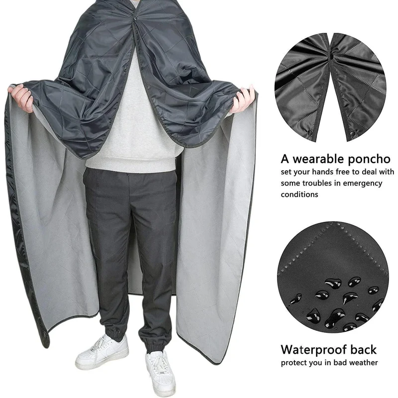 Wasserdichte Fleece Campingdecke – Grau, 145x200 cm