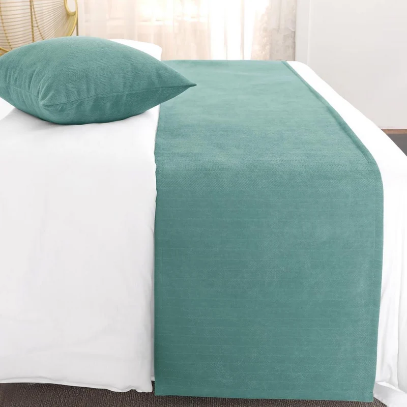 Bettläufer Chenille Blau-Grün 180x50cm Modern Style