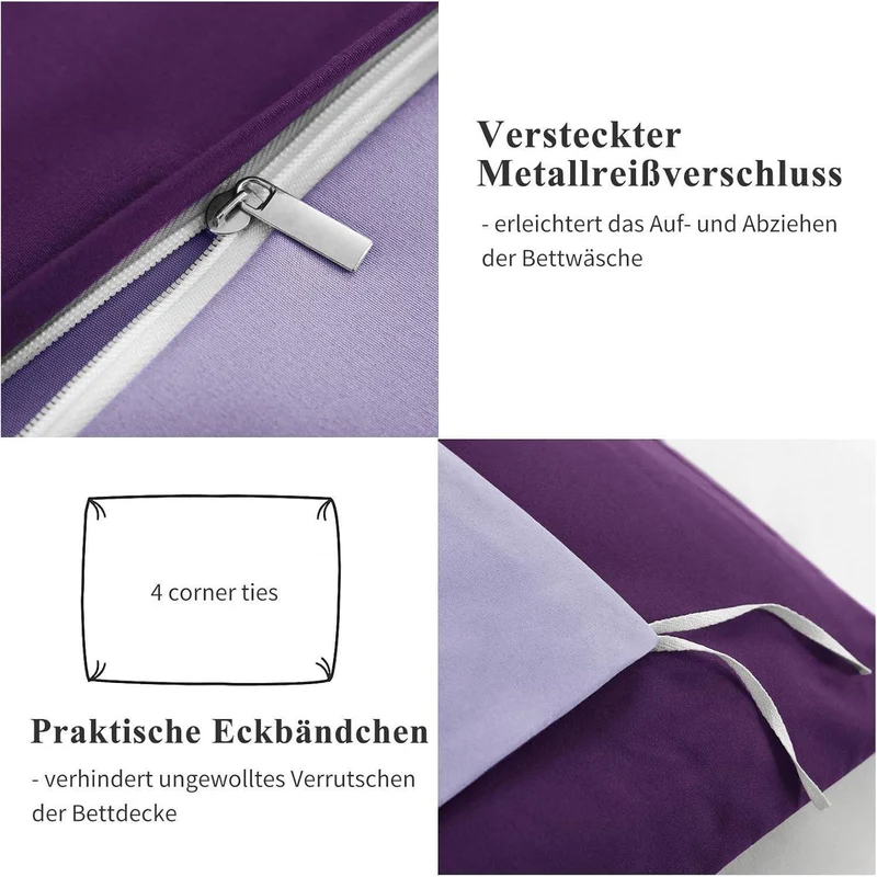 Bettwäsche-Set 200x220 cm Lila Lavendel Wendebettwäsche Mikrofaser