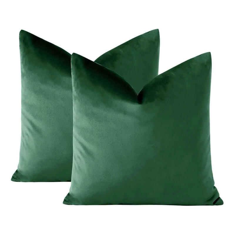 Samt Kissenbezüge 60x60 cm Dunkelgrün, 2er Set