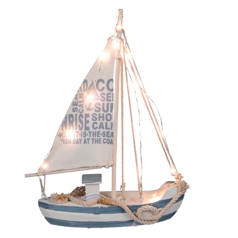 Holz-Segelschiff Dekoartikel mit LED