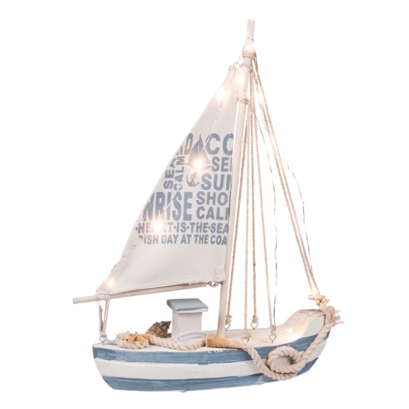 Holz-Segelschiff Dekoartikel mit LED