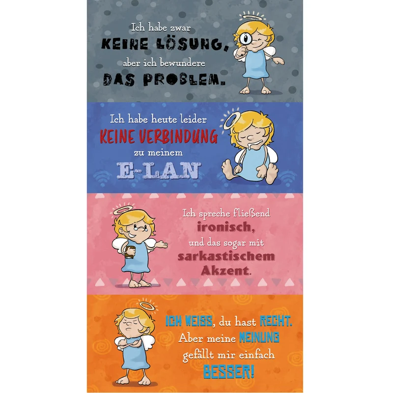 Freche Sprüche für jede Gelegenheit Spruchaufsteller mit lustigem Engel