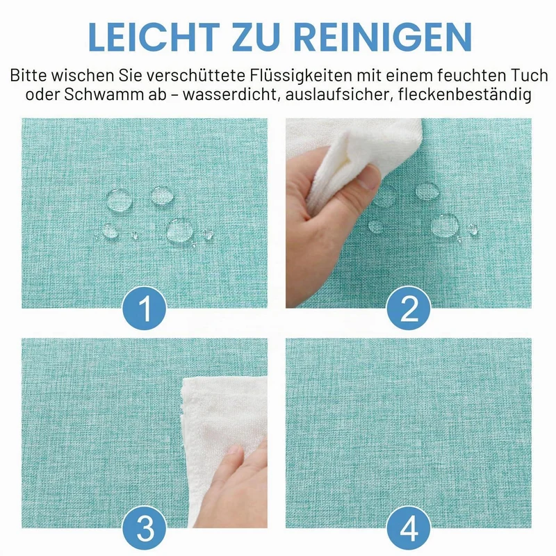 Runde Tischdecke Blau 180cm Leinenoptik Abwaschbar Outdoor