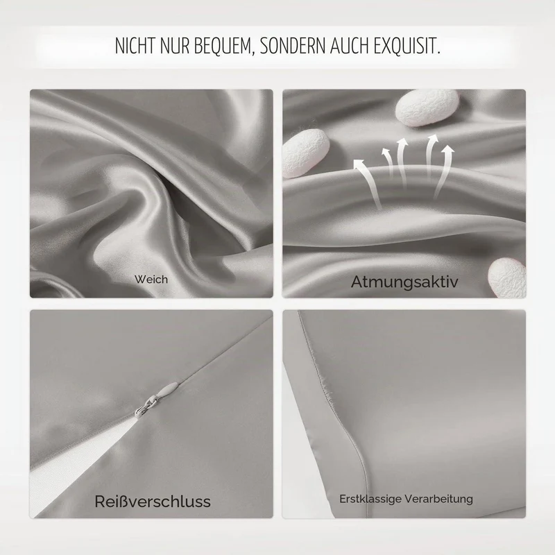 Seiden Kissenbezug für Kontur Kissen – Grau 50x30x10/7 cm