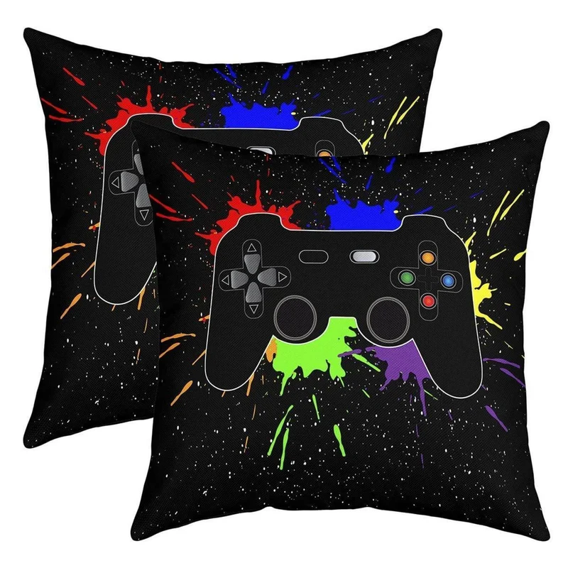 Gaming Kissenbezug 2er Set 45x45cm - Spielerzimmer Deko