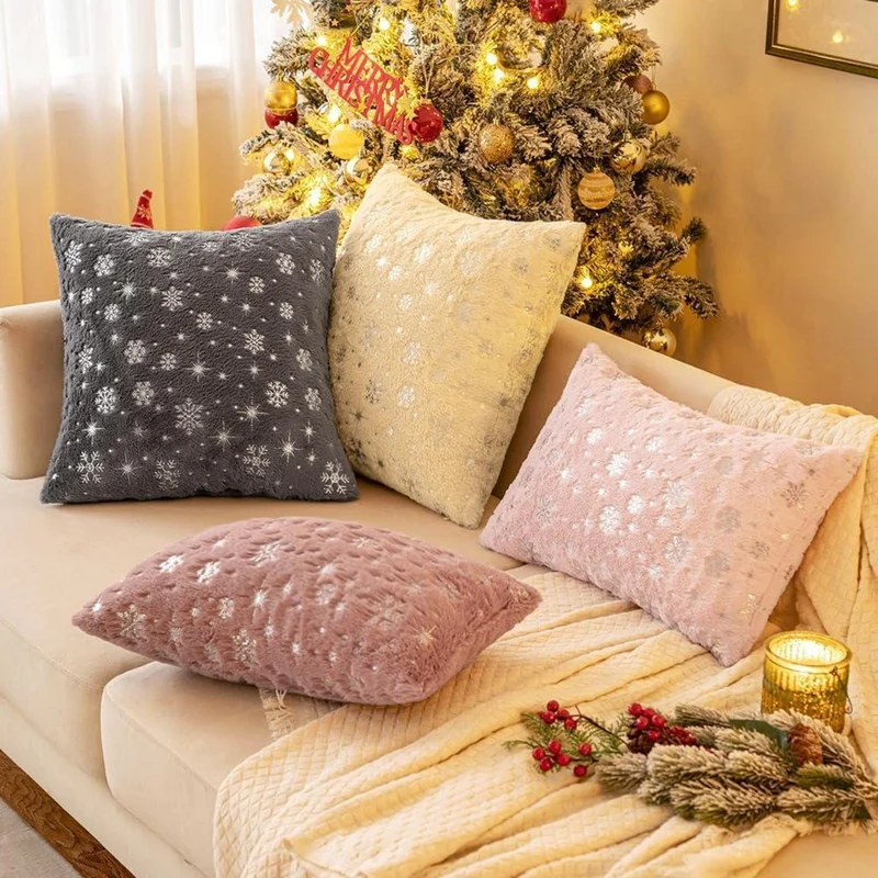 Flauschige Weihnachtskissen 40x40 cm - 2er Set Beige