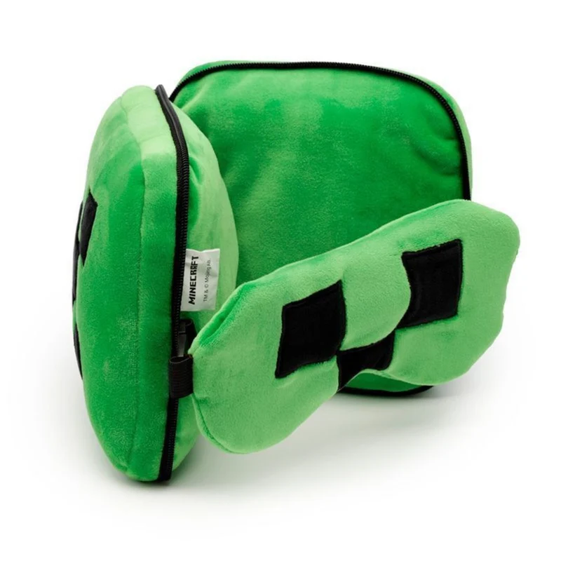 Minecraft Creeper Reisekissen mit Augenmaske