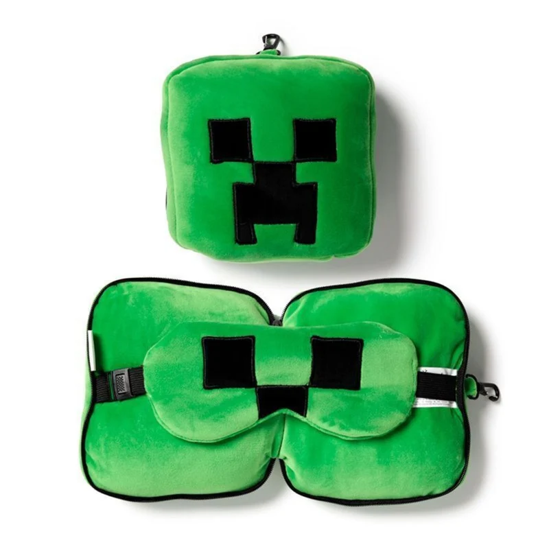Minecraft Creeper Reisekissen mit Augenmaske