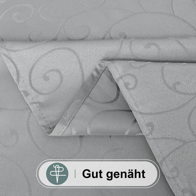 Runde Tischdecke Jacquard Grau 120cm – Abwaschbar & Elegant