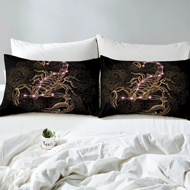 Exotischer Bettbezug Set Schwarz Gold Mandala Retro Stil 220x240