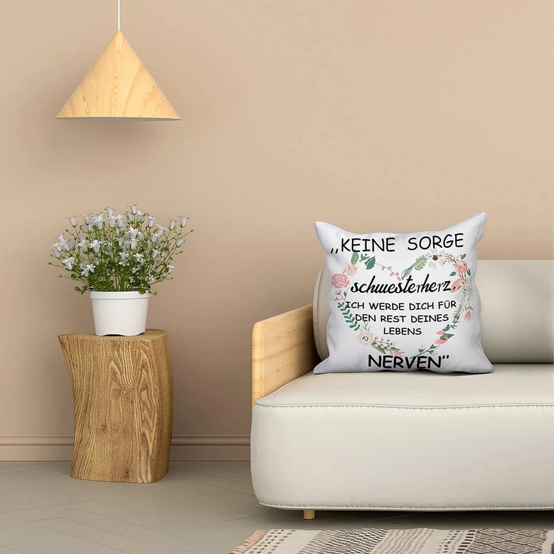 Kissenbezug Schwester Geschenk – Weiß 45x45cm