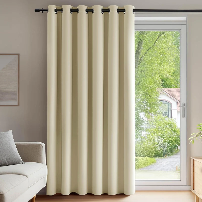 Blickdichte Thermogardine 290x200 cm – Beige Türvorhang & Raumteiler