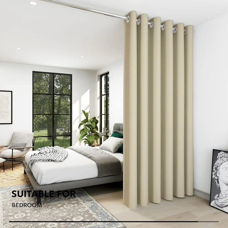 Blickdichte Thermogardine 290x200 cm – Beige Türvorhang & Raumteiler