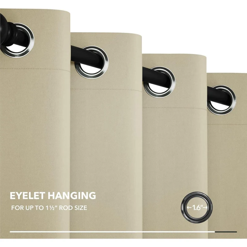 Blickdichte Thermogardine 290x200 cm – Beige Türvorhang & Raumteiler