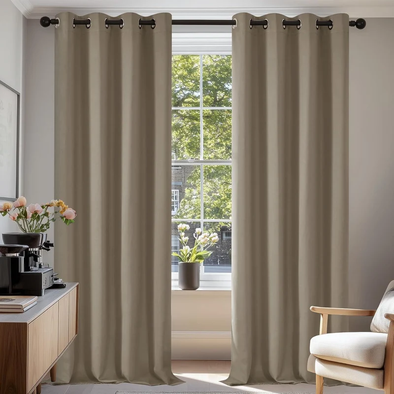 Blickdichte Vorhänge 2er Set, Taupe, 290x140 cm – Verdunkelung & Wärmeisolierung