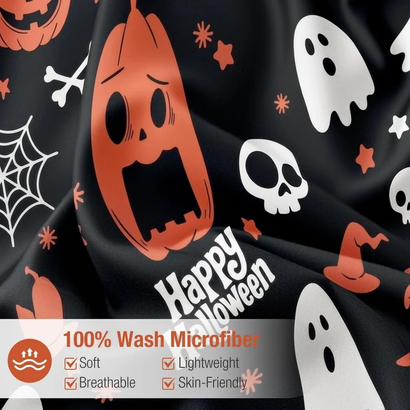 Halloween Bettwäsche Set Kürbis & Geister – Einzelbett 135x200 cm