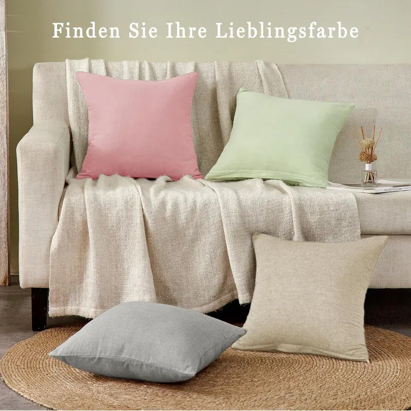 2er Set Kissenbezüge 50x70 cm, Gewaschene Baumwolle Hellgrau
