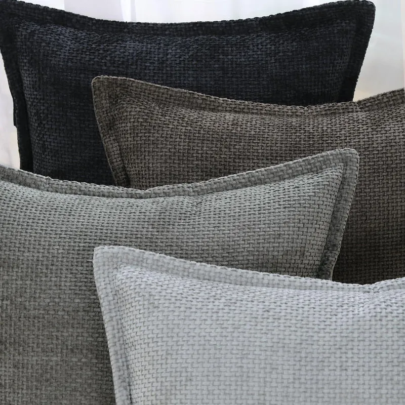 2x Kissenbezug Chenille Samt 50x50 cm Schwarz