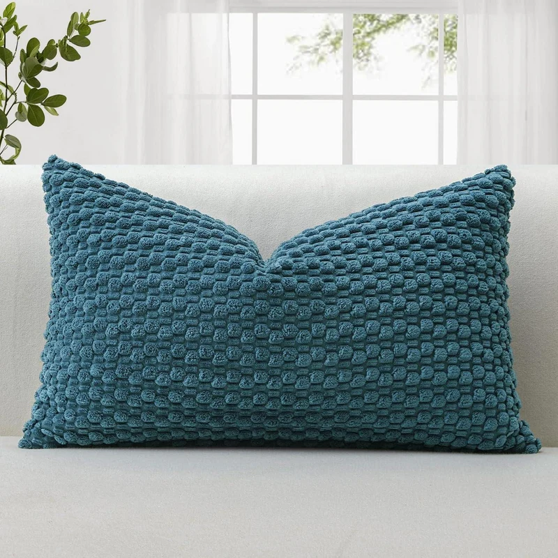 Cord Kissenbezug 40x60cm Staubiges Blau - Boho Deko Kissenhülle