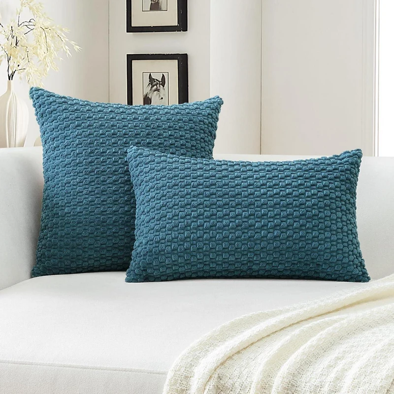 Cord Kissenbezug 40x60cm Staubiges Blau - Boho Deko Kissenhülle