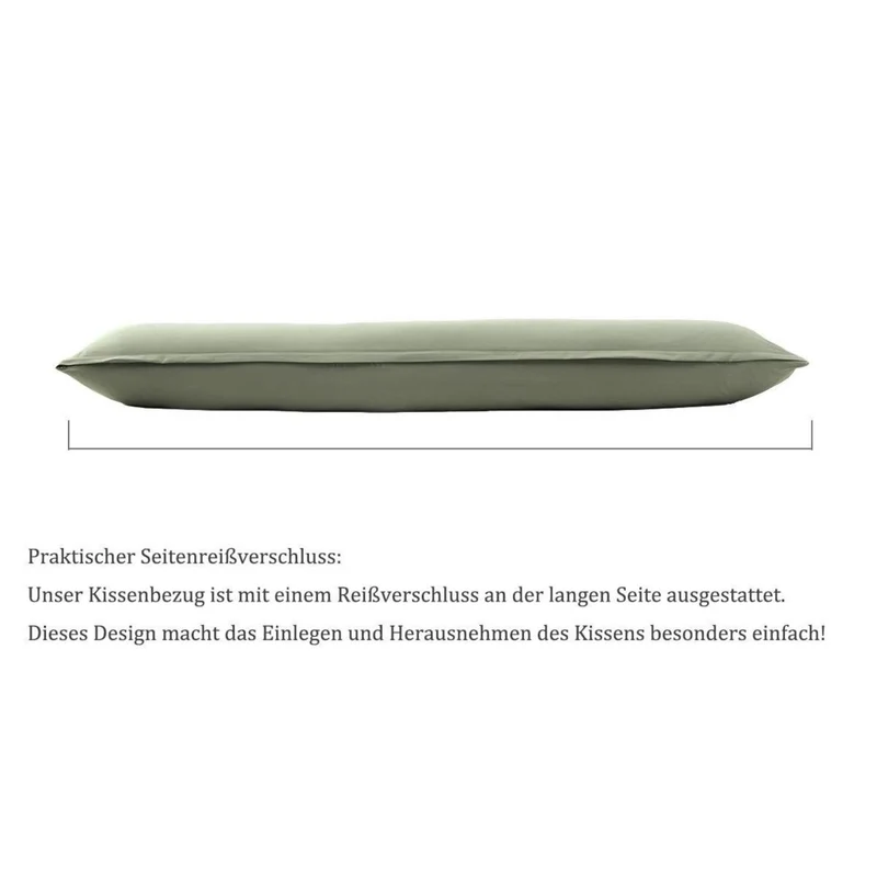 Seitenschläfer Kissenbezug 2er Set Salbeigrün 40x145 cm