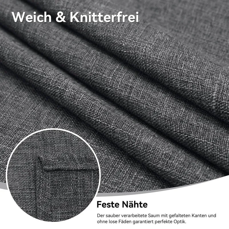 Glitzer Tischdecke Leinenoptik 140x200cm Wasserabweisend Dunkelgrau