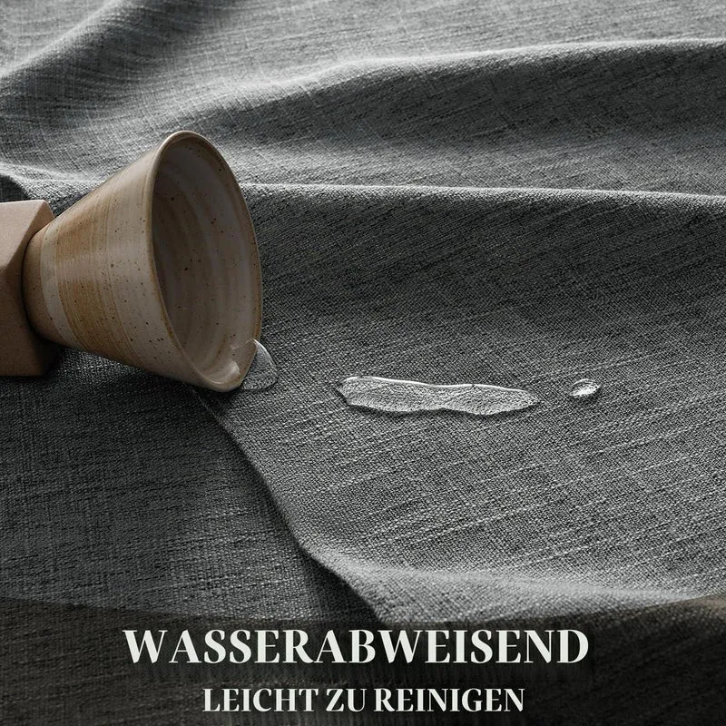 Abwaschbare Tischdecke Grau 240x140 cm – Leinenoptik & Wasserabweisend