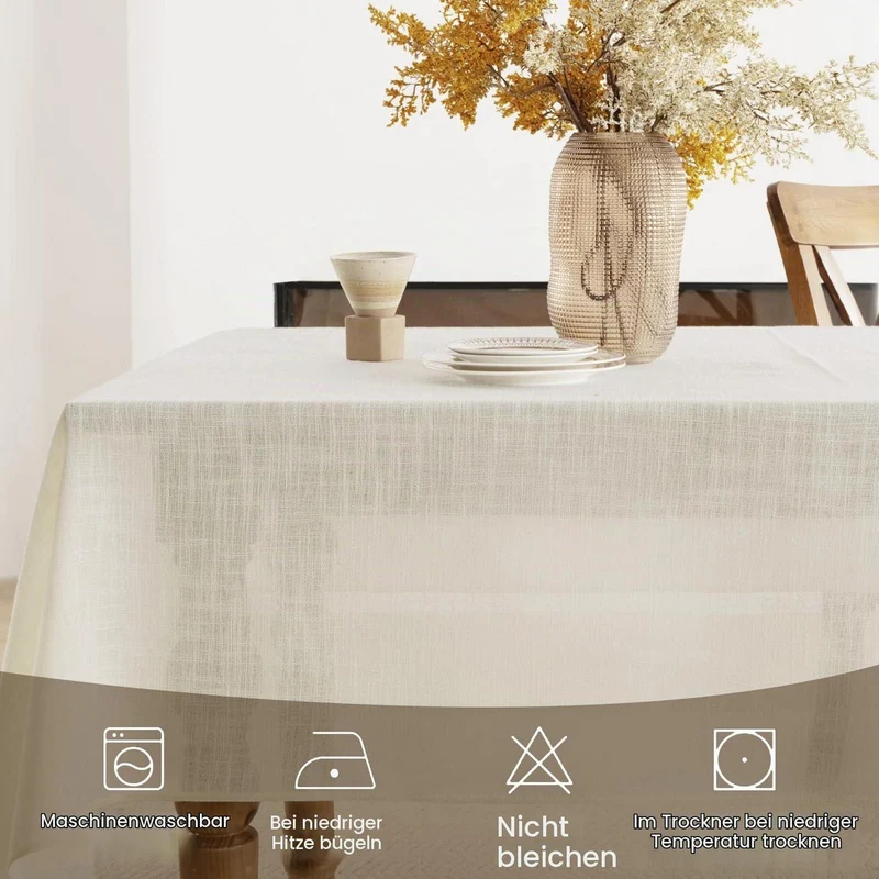 Abwaschbare Tischdecke Grau 240x140 cm – Leinenoptik & Wasserabweisend