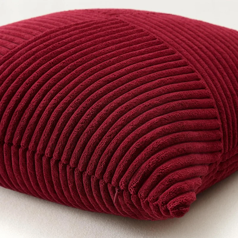 2x Cord Kissenbezug gestreift, 40x40cm, Burgund