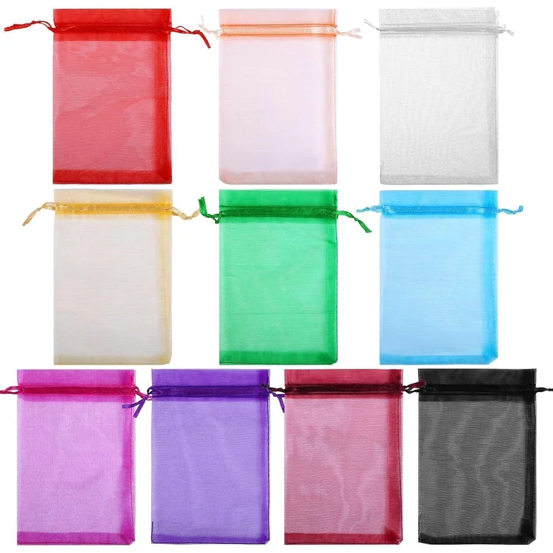 100 Organzasäckchen bunt – 10x15 cm – Geschenkbeutel & Schmuckaufbewahrung