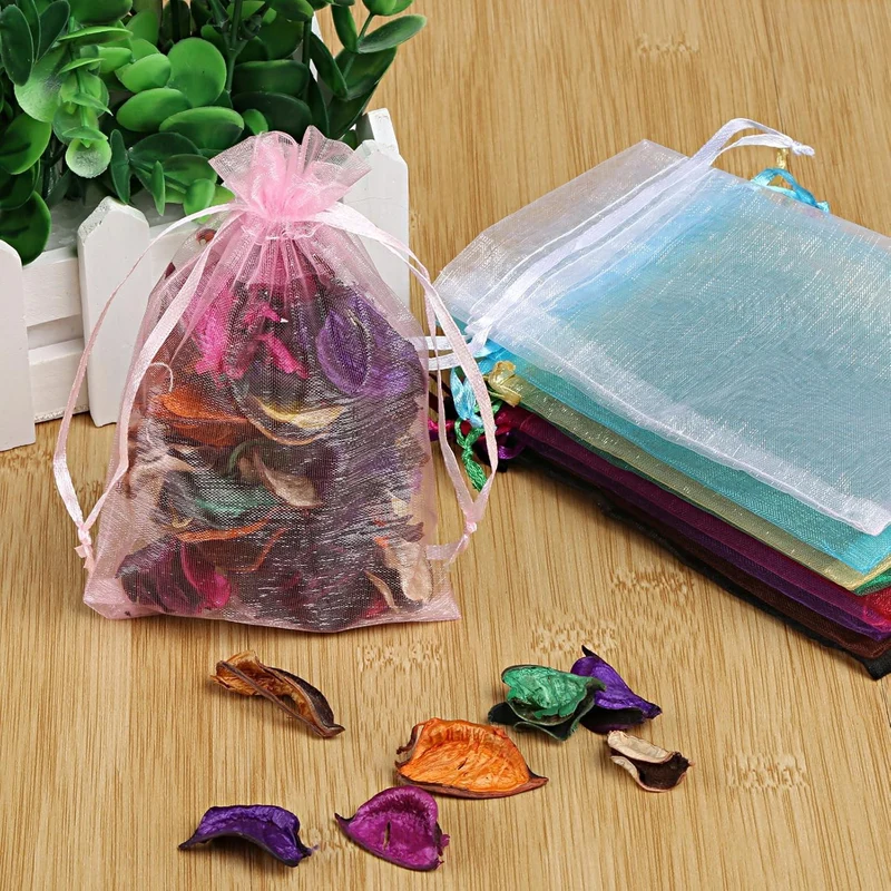 100 Organzasäckchen bunt – 10x15 cm – Geschenkbeutel & Schmuckaufbewahrung