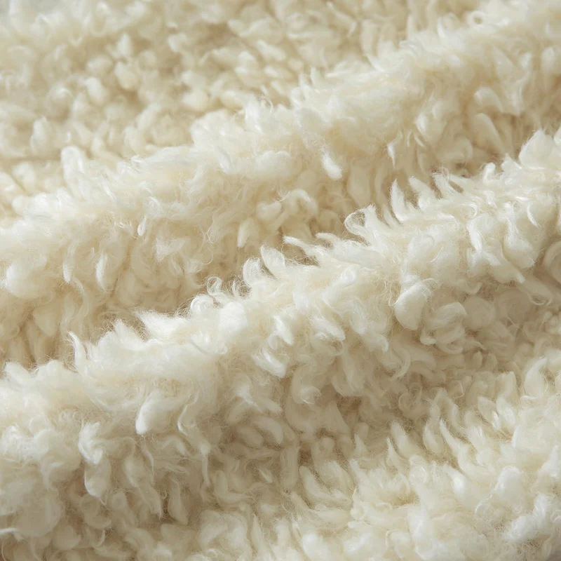 2er Set Kissenbezüge 45x45 cm Cremegelb Faux Pelz Bouclé Sherpa