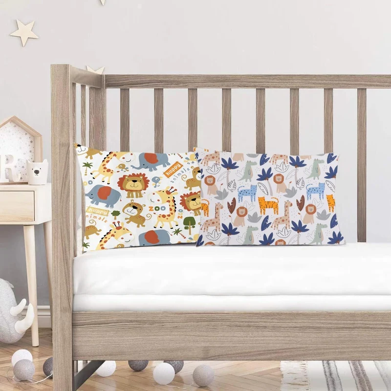 Kinder Kissenbezug 40x60 cm - Bio Baumwolle mit Tier Motiv