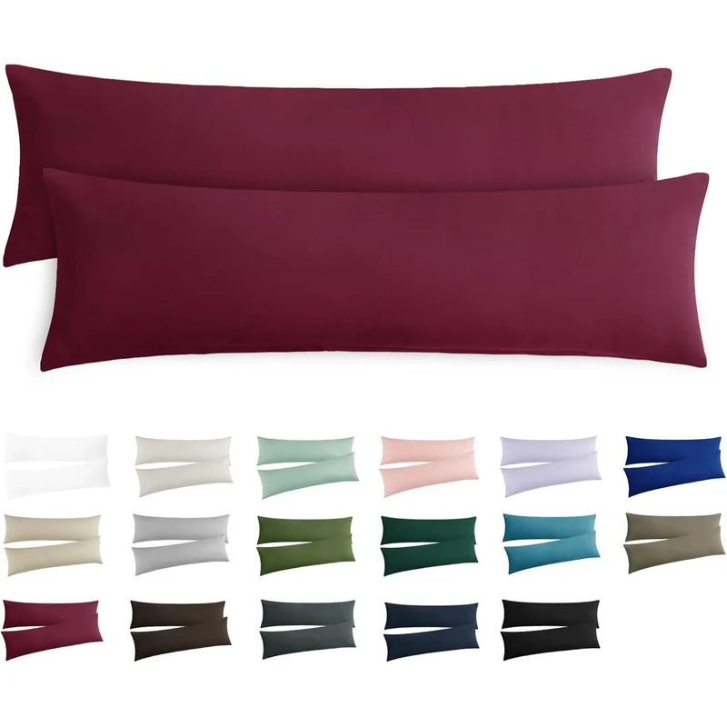 Kissenbezug 40x145 cm 2er Set Burgunderrot Mikrofaser mit Reißverschluss