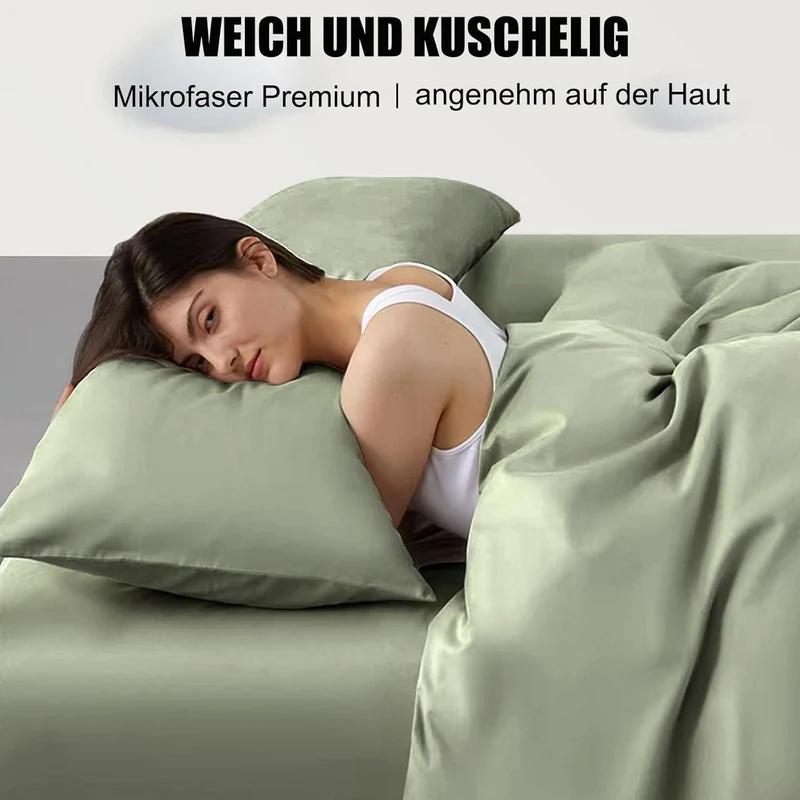 Seitenschläferkissen Bezug 2er Set 40x145cm Salbeigrün Mikrofaser
